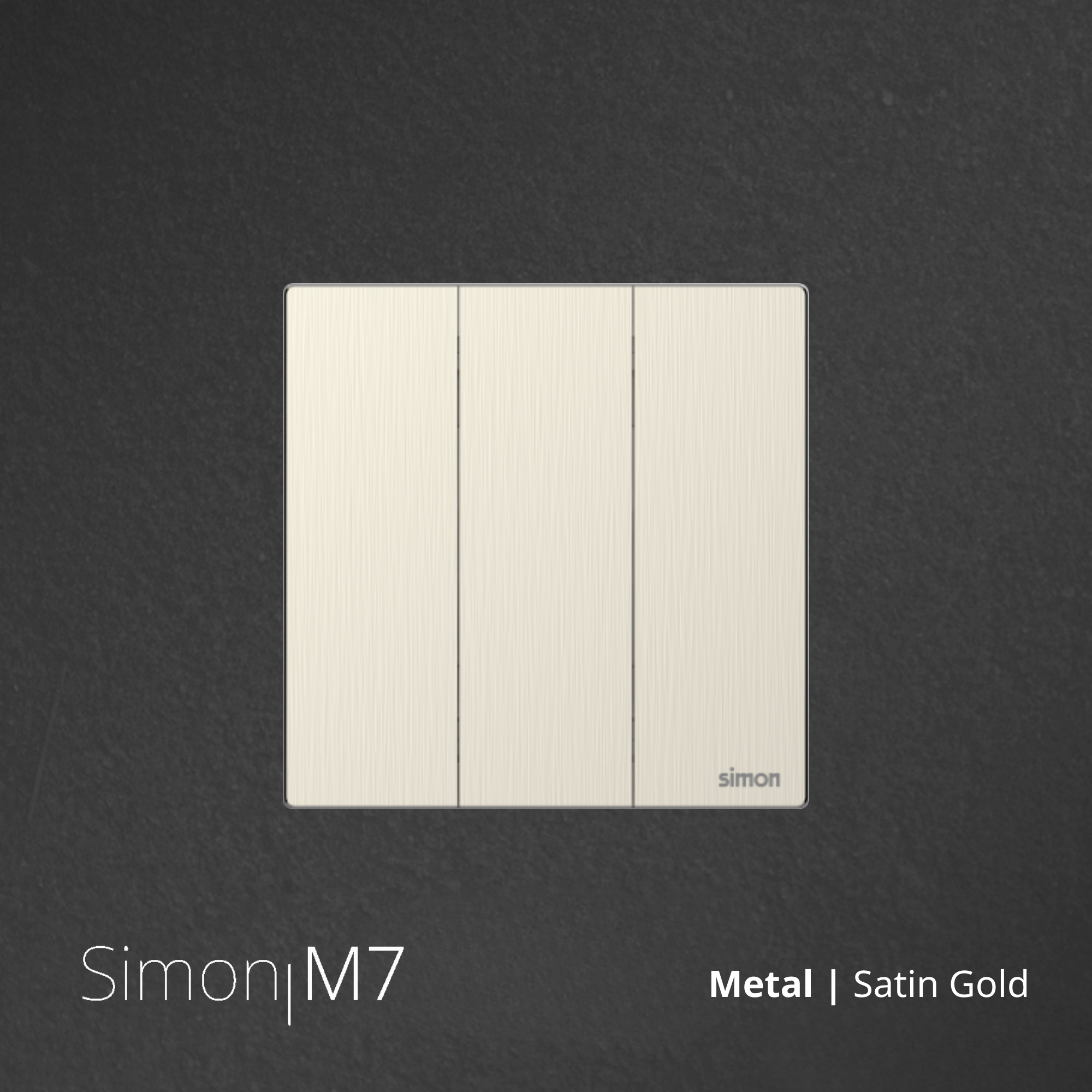 SIMON M7 Metal Switch 3 Gang 2 Way - Satin Gold